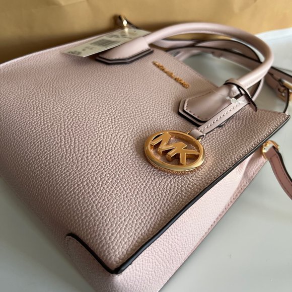 MICHAEL KORS Mercer Medium Pebbled Leather Crossbody Bag Pink - Picture 15 of 16